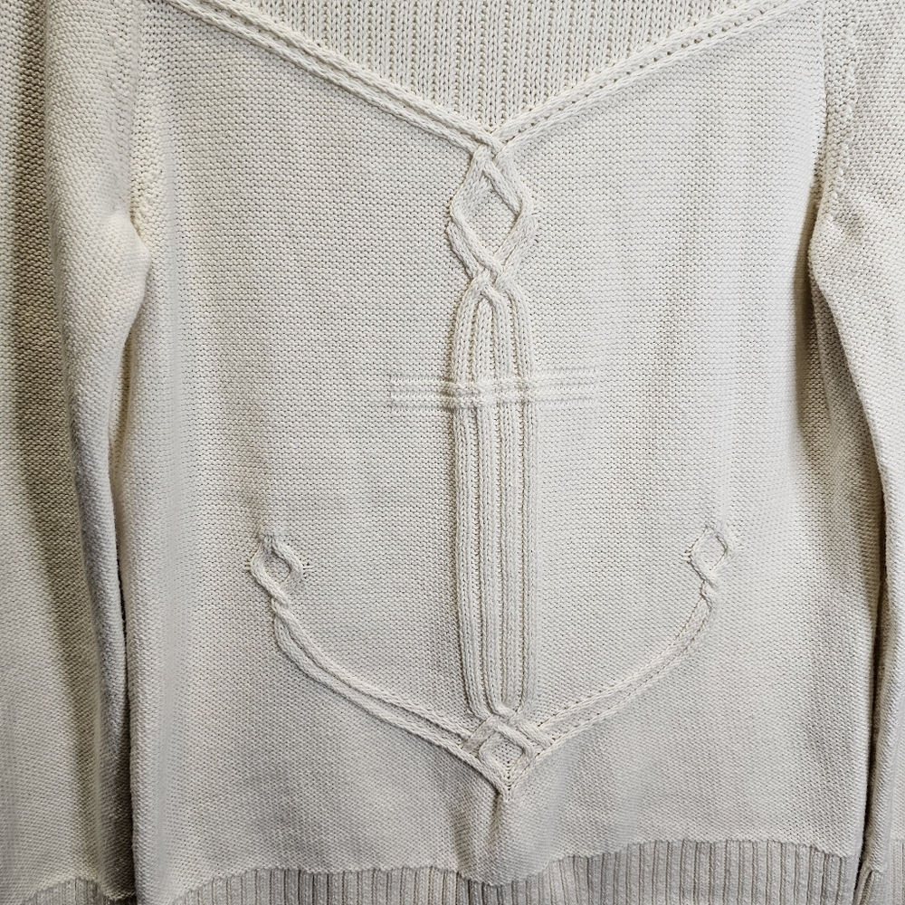 Talbots Cable Knit Anchor Coastal Grandma Nautical Sweater - Picture 6 of 8